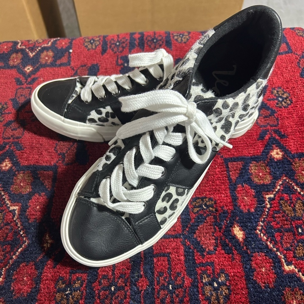 Very G Black and White Leopard Sneakers